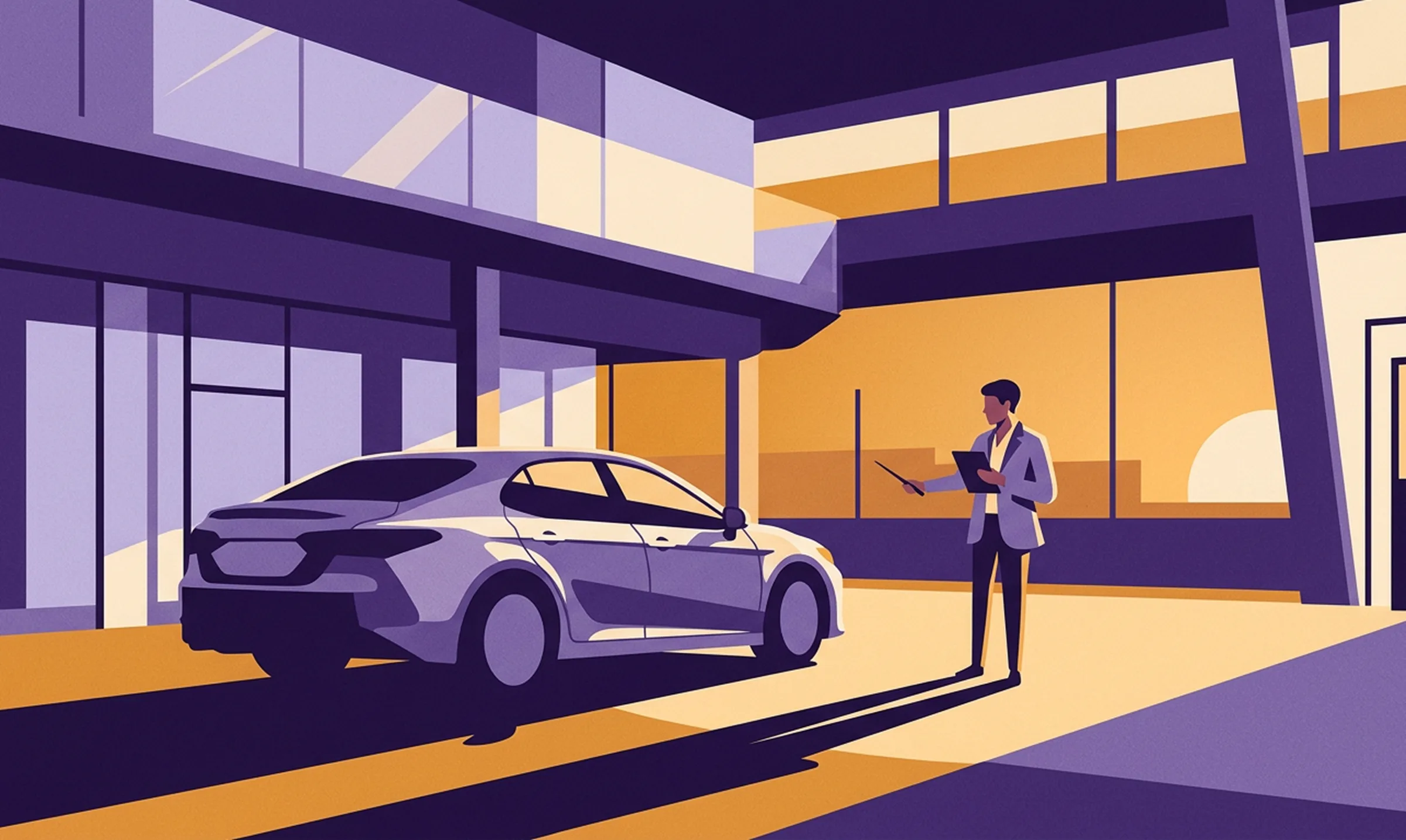 Especialista de Nexcar inspeccionando un vehículo con su tablilla de revisión